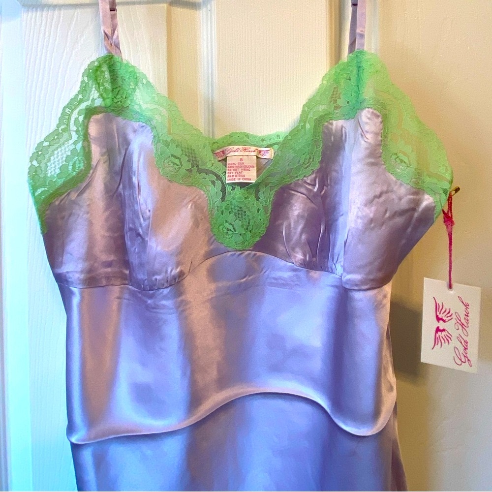 Lilac Silk Chemise Gold Hawk - Picture 3 of 5